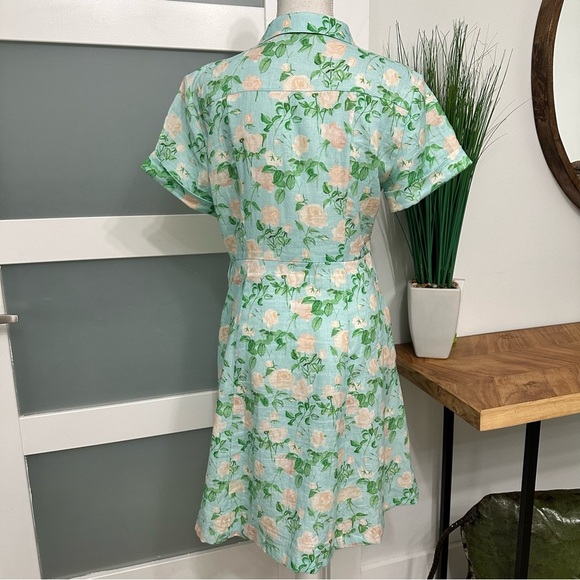 Hill House Linen Laura Floral Dress Blue Green Sz Small Cottagecore Feminine EUC - Picture 9 of 9